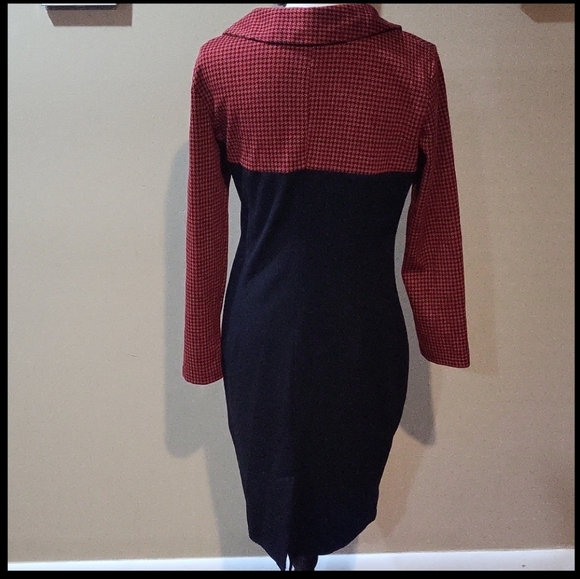 HOMEYEE Women's Retro Chic Colorblock Lapel Career Tunic Dress - Picture 8 of 14